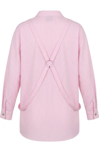 Gestreifte Bluse Mit Rundhalsausschnitt 71414-01 Rosa 71414-01