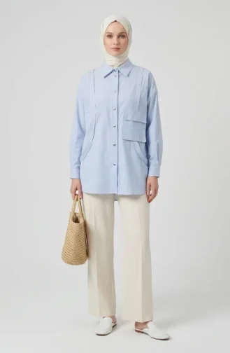 Gestreifte Bluse Mit Rundhalsausschnitt 71414-03 Blau 71414-03
