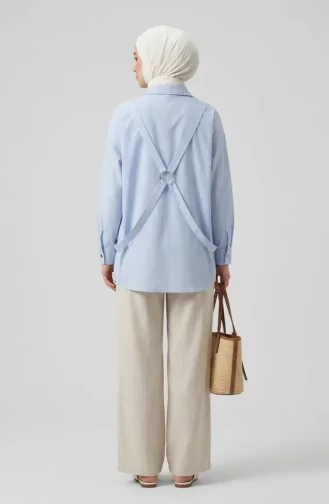 Gestreifte Bluse Mit Rundhalsausschnitt 71414-03 Blau 71414-03