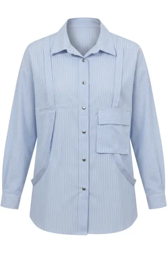 Gestreifte Bluse Mit Rundhalsausschnitt 71414-03 Blau 71414-03