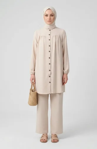 Aerobin Fabric Tunic And Pants Two-Piece Set 4146-02 Beige 4146-02