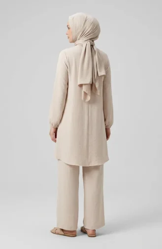Aerobin Fabric Tunic And Pants Two-Piece Set 4146-02 Beige 4146-02