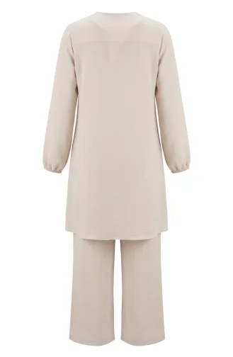 Aerobin Fabric Tunic And Pants Two-Piece Set 4146-02 Beige 4146-02