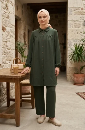 Ensemble Deux Pièces Tunique Et Pantalon En Tissu Aerobin 4146-03 Kaki 4146-03