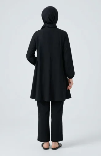 Aerobin Kumaş Tunik Pantolon İkili Takım 4146-04 Siyah