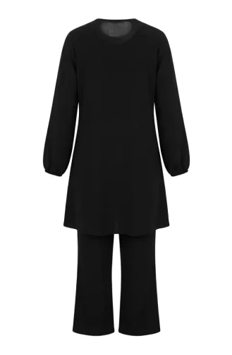 Aerobin Kumaş Tunik Pantolon İkili Takım 4146-04 Siyah