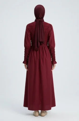Gipe Detaylı Tesettür Elbise 71272-04 Bordo