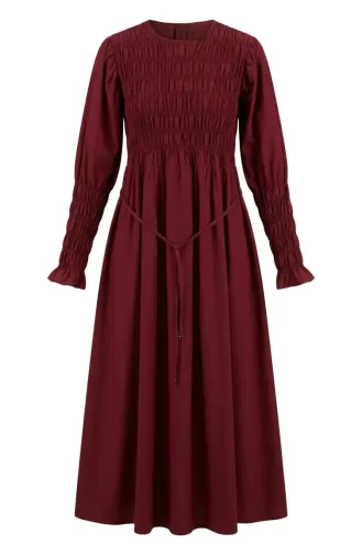 Gipe Detaylı Tesettür Elbise 71272-04 Bordo