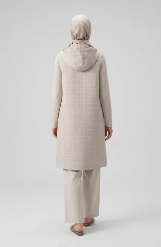 Gesteppte Geknöpfte Weste Mit Kettendetail 12031-03 Beige 12031-03