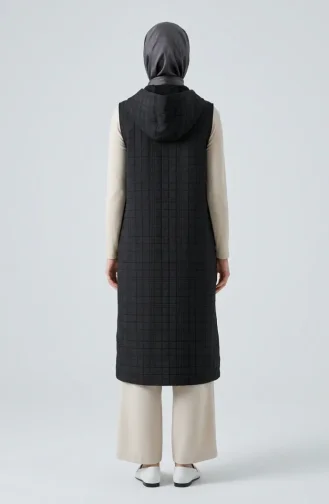 Gilet Matelassé Boutonné Avec Détail Chaîne 12031-05 Noir 12031-05