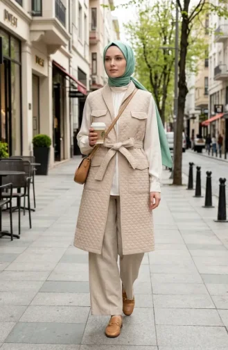 Gesteppte Gürtelweste 71313-04 Beige 71313-04