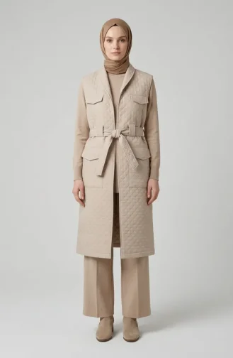 Gesteppte Gürtelweste 71313-04 Beige 71313-04