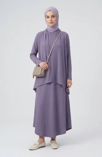 Ensemble Deux Pièces En Tissu Côtelé 6371-01 Lilas 6371-01