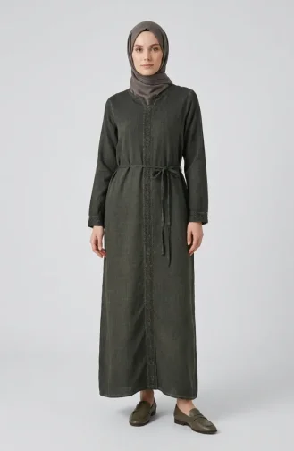 Robe Authentique En Tissu Şile 6160-02 Kaki 6160-02