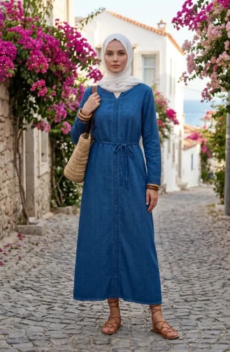 Robe Authentique En Tissu Şile 6160-03 Indigo 6160-03
