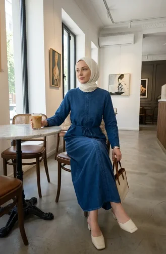Robe Authentique En Tissu Şile 6160-03 Indigo 6160-03