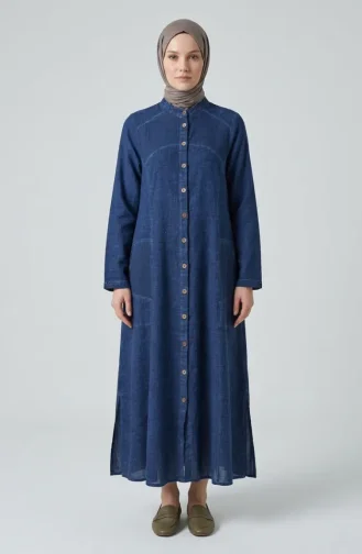 Authentic Buttoned Hooded Tunic 8030-06 Indigo 8030-06