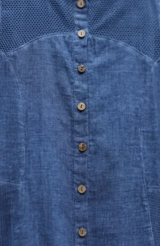 Authentic Buttoned Hooded Tunic 8030-06 Indigo 8030-06