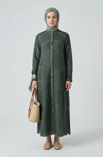 Authentic Buttoned Hooded Tunic 8030-07 Khaki 8030-07