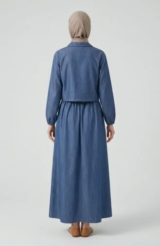 Ensemble Deux Pièces Zippé Aspect Denim 0254-05 Bleu Denim 0254-05