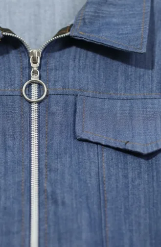 Ensemble Deux Pièces Zippé Aspect Denim 0254-05 Bleu Denim 0254-05