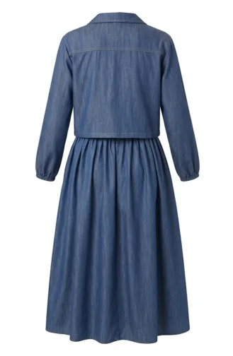 Ensemble Deux Pièces Zippé Aspect Denim 0254-05 Bleu Denim 0254-05