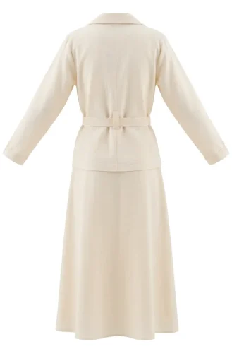 Linen Fabric Jacket And Skirt Two-Piece Set 0256-02 Cream 0256-02