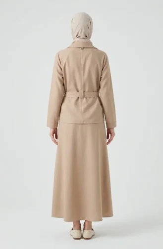 Linen Fabric Skirt And Jacket Two-Piece Set 0256-04 Mink 0256-04