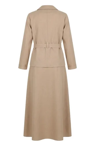 Linen Fabric Skirt And Jacket Two-Piece Set 0256-04 Mink 0256-04