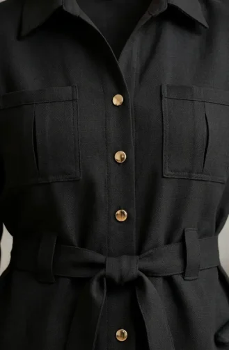 Linen Fabric Skirt And Jacket Two-Piece Set 0256-07 Black 0256-07