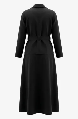 Linen Fabric Skirt And Jacket Two-Piece Set 0256-07 Black 0256-07