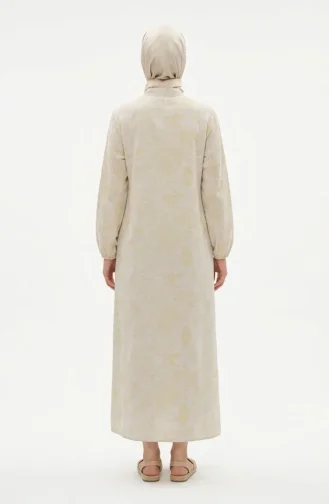 Langes Geknöpftes Leinenkleid 0261-02 Gelb 0261-02