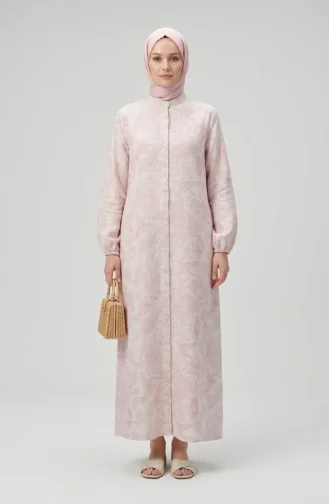 Robe Longue Boutonnée En Lin Rose 0261-03 0261-03