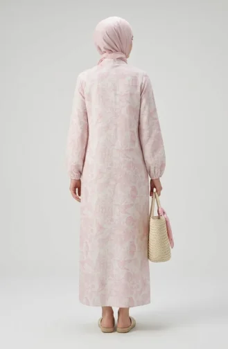 Robe Longue Boutonnée En Lin Rose 0261-03 0261-03