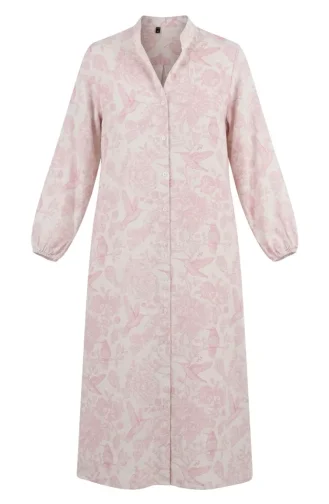 Robe Longue Boutonnée En Lin Rose 0261-03 0261-03