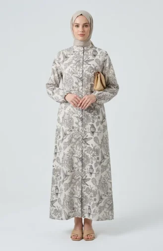 Robe Longue Boutonnée En Lin Noir 0261-04 0261-04
