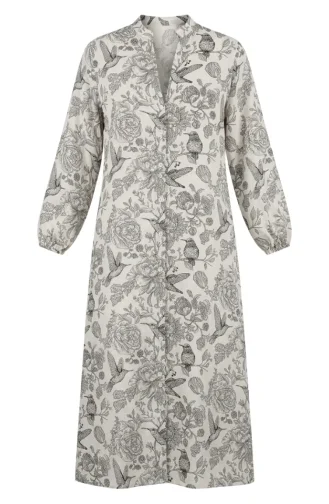 Robe Longue Boutonnée En Lin Noir 0261-04 0261-04