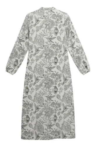 Robe Longue Boutonnée En Lin Noir 0261-04 0261-04