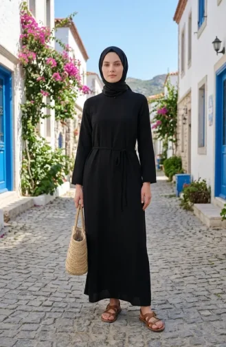 Şile Bezi Elbise 6180-01 Siyah