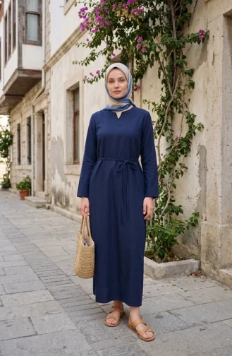 Şile Bezi Elbise 6180-02 Lacivert