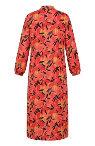 Robe Boutonnée à Motif Floral 0259-01 Fleur De Grenade 0259-01