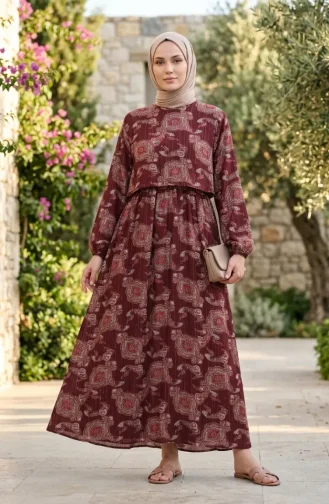 Robe Châle à Taille élastique 71287-01 Bordeaux 71287-01