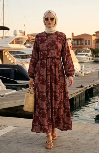 Robe Châle à Taille élastique 71287-01 Bordeaux 71287-01