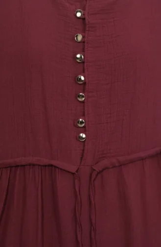 Buttoned Layered Muslin Hijab Dress 2249-05 Cherry Red 2249-05
