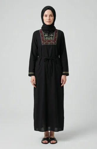 Şile Uzun Kol Elbise 6550-01 Siyah
