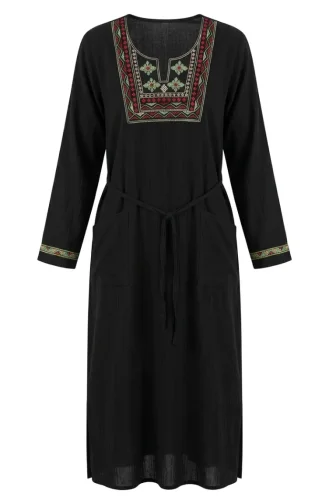 Şile Uzun Kol Elbise 6550-01 Siyah