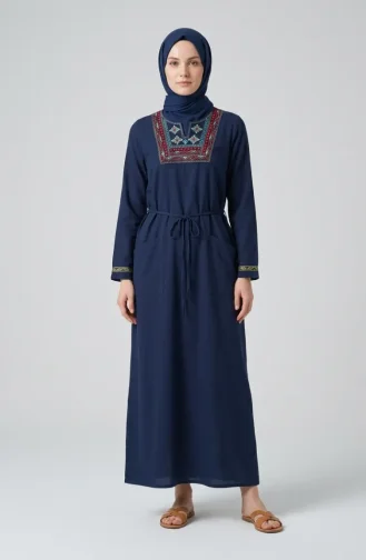 Şile Long Sleeve Dress 6550-02 Navy Blue 6550-02