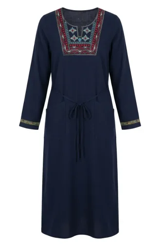 Şile Long Sleeve Dress 6550-02 Navy Blue 6550-02