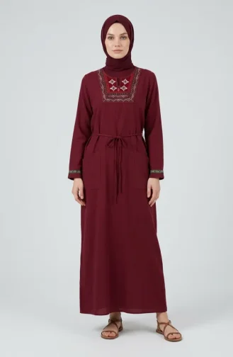 Şile Uzun Kol Elbise 6550-03 Bordo