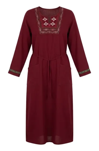 Şile Uzun Kol Elbise 6550-03 Bordo
